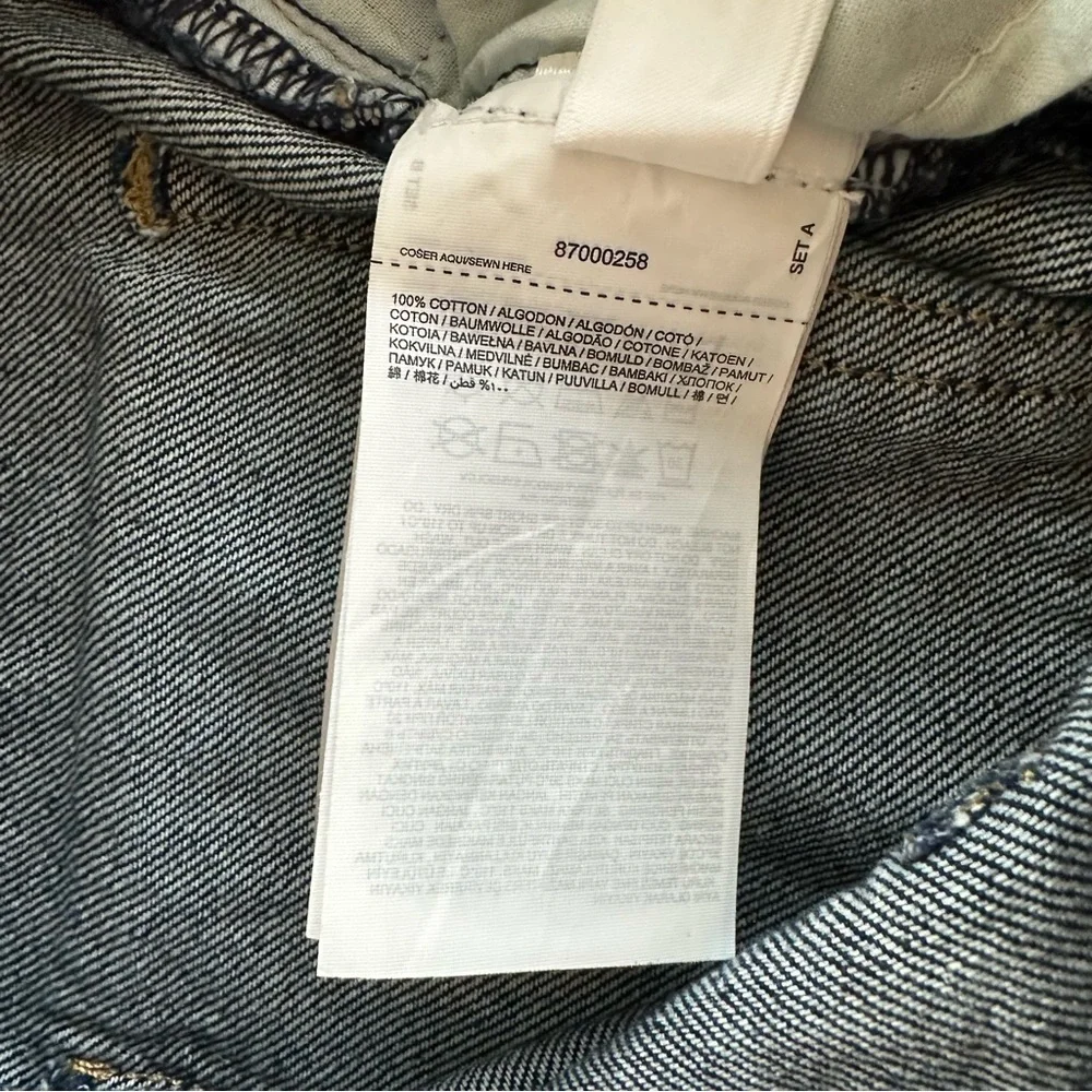 Mango Wide Leg Raw Edge Distressed Hem Blue Denim Jeans Casual Summer Classic - Picture 7 of 13